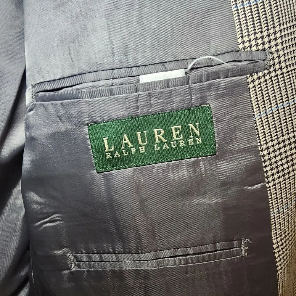 Lauren Ralph Lauren Tan Windowpane Mens Suit Jacket 45R